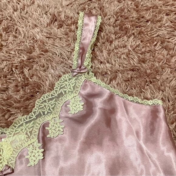 Vintage Enchanting Coquette Pink and Cream Lace Fairycore Fairy Slip Size Large - Picture 4 of 12